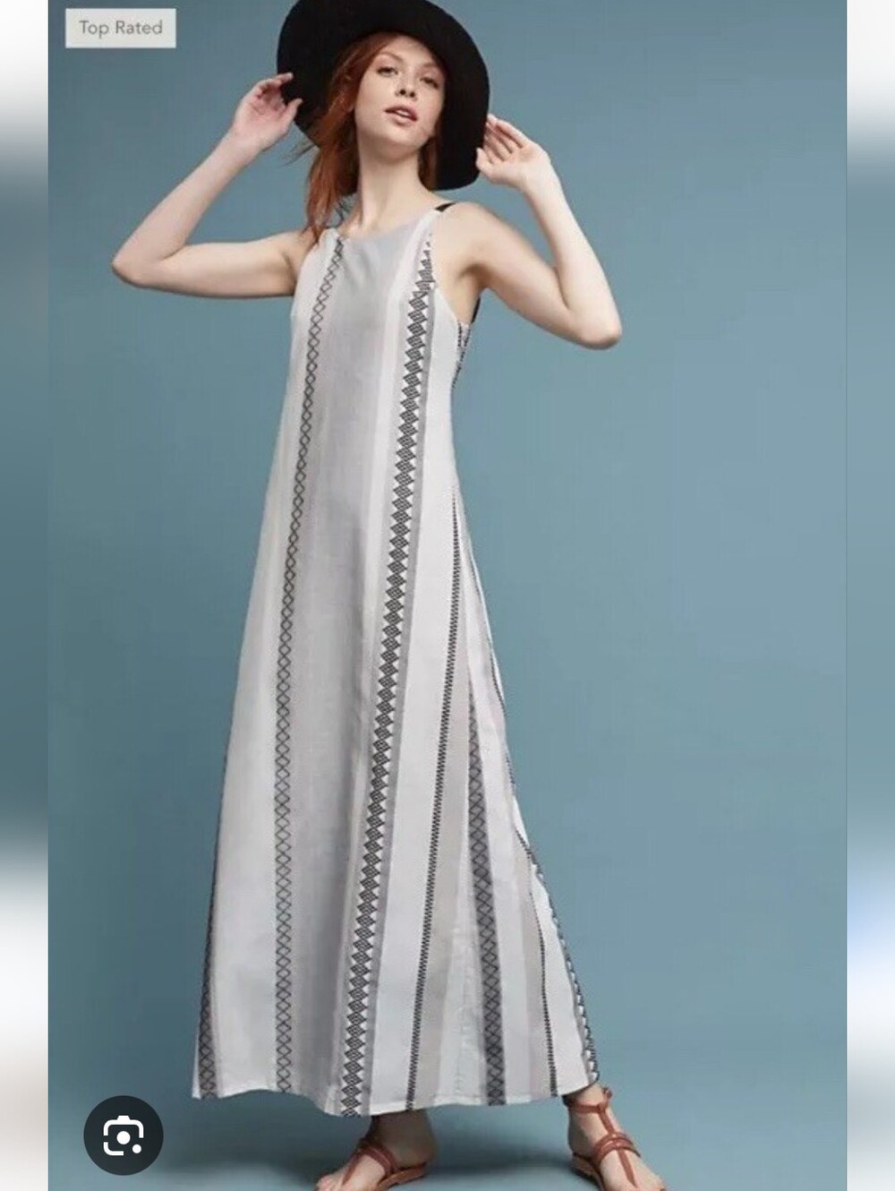 ANTHROPOLOGIE THE ODELLS I S Esmera Cotton Maxi Dress I white, blue, black